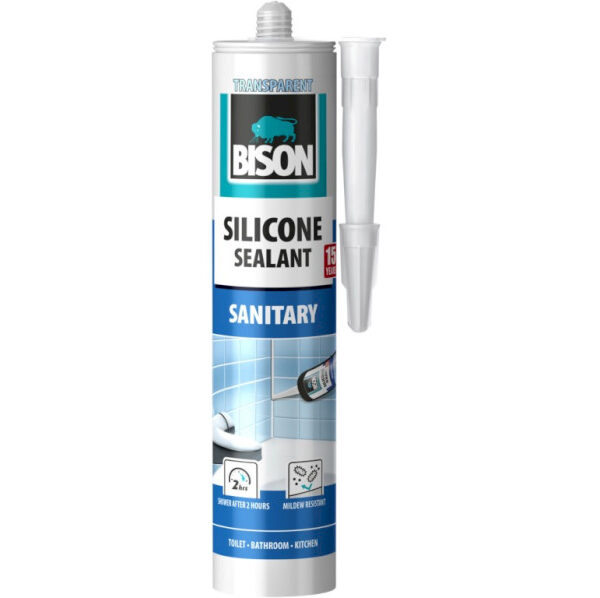 BISON SILICONE SANITÁRNY TRANSPARETNÝ silikónový tmel 280 ml